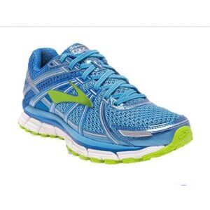 $120 Brooks Women Adrenaline GTS 17 Running Shoes Size 9.5 Azure Blue Lime punch